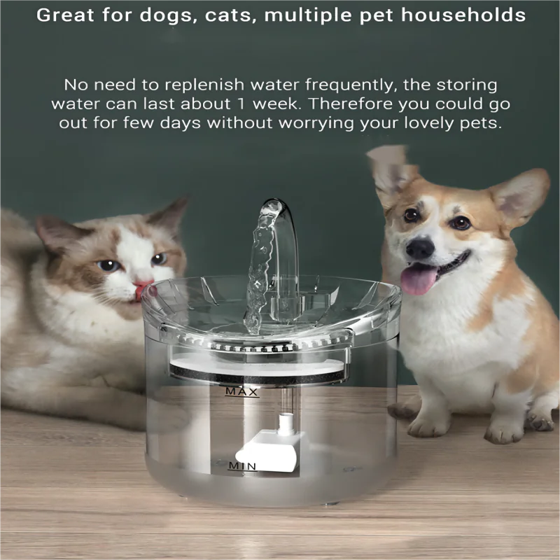 Transparent Smart Automatic Pet Water Dispenser with Filters