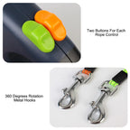 Retractable Dual Dog Leash with Reflective Feature and Flashlight